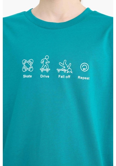 DeFacto Erkek Çocuk Bisiklet Yaka Baskılı Kısa Kollu Tişört F2571A825SMGN593