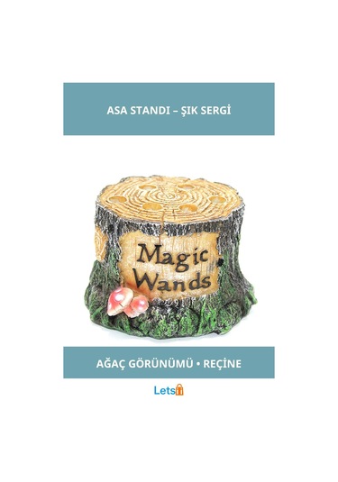 Doğal Ahşap Görünümlü Sihirli Asa Standı 6 Adet Kapasiteli Dekoratif Ürün 1 Adet