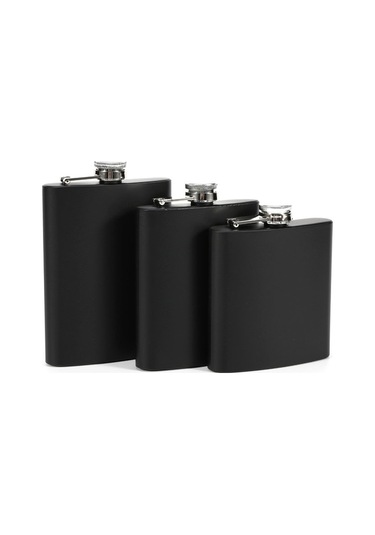 Sones 6oz 304 Paslanmaz Çelik Mat Siyah Boyalı Şişe Viski Votka Şarap Tenceresi Cep Şişesi