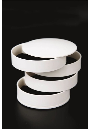 Dönebilir 4 Katlı Takı Ve Aksesuar Organizeri - Beyaz Çok Renkli