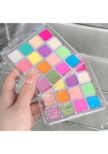 16 Renkli Mat İnci Işıklı İnce Flaşlı Düşük Doygunluklu Toprak Rengi Göz Farı Paleti 08 Cool Pink