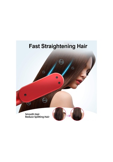 Yifomall Şarj Edilebilir Kablosuz Saç Düzleştirici Fırça - Seyahat Dostu Seramik Isıtmalı