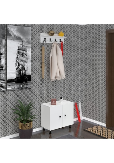 Kenzlife Ayakkabılık Cimcime3 Byzbyz 53 060 32 Kapaklı 3 Raflı 9 Çift Ayakkabı Kapasitesi Ahşap