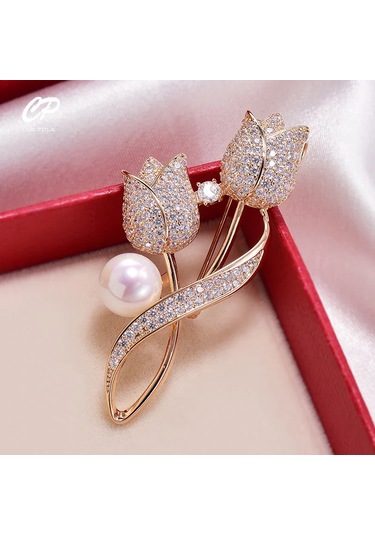 Gelişmiş Lüks 2023 Yeni Lale Çiçek Broşu Zarif Tasarım Gül Beyaz M4-5-1670 M4-5-1670 Çok Renkli