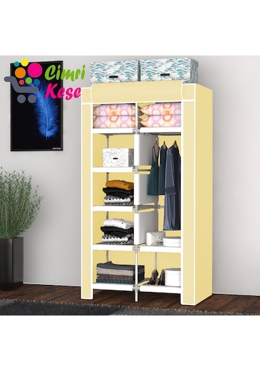 Cimrikesee Raflı Askılı Çok Amaçlı Mini Bez Dolap