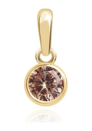 Diamond Line Gülaylar Sarı Altın 14 Ayar Trend Renkli Taşlı Kolye Ucu