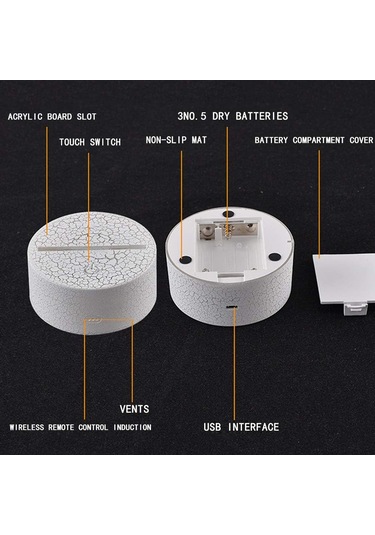 3d İllüzyon Lambası Gece Lambası Renk Değiştiren Dekorasyon Lambası Erkek Kız Masa Lambası Doğum Günü Festivali Noel Çok Renkli