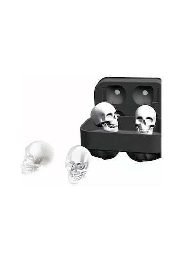 Blue 4 Grids 3d Kafatası Kafa Buz Küpü Kalıp Cadılar Bayramı Kafatası Şekilli Viski Şarap Tepsisi Makinesi Bar Parti Malzemeleri