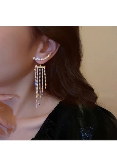 Girift Vintage Yliana Kadın Taşlı Sallantılı Küpe Gri