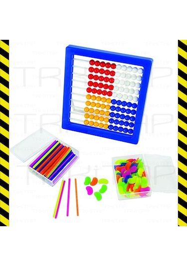 Anaokul Ilkokul 1.Sınıf Seti Fasulye Sayma Çubuk Abaküs Seti 3 Lü