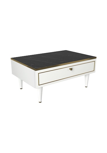 Dekorister Exclusive Ravenna Orta Sehpa Beyaz-Mermer