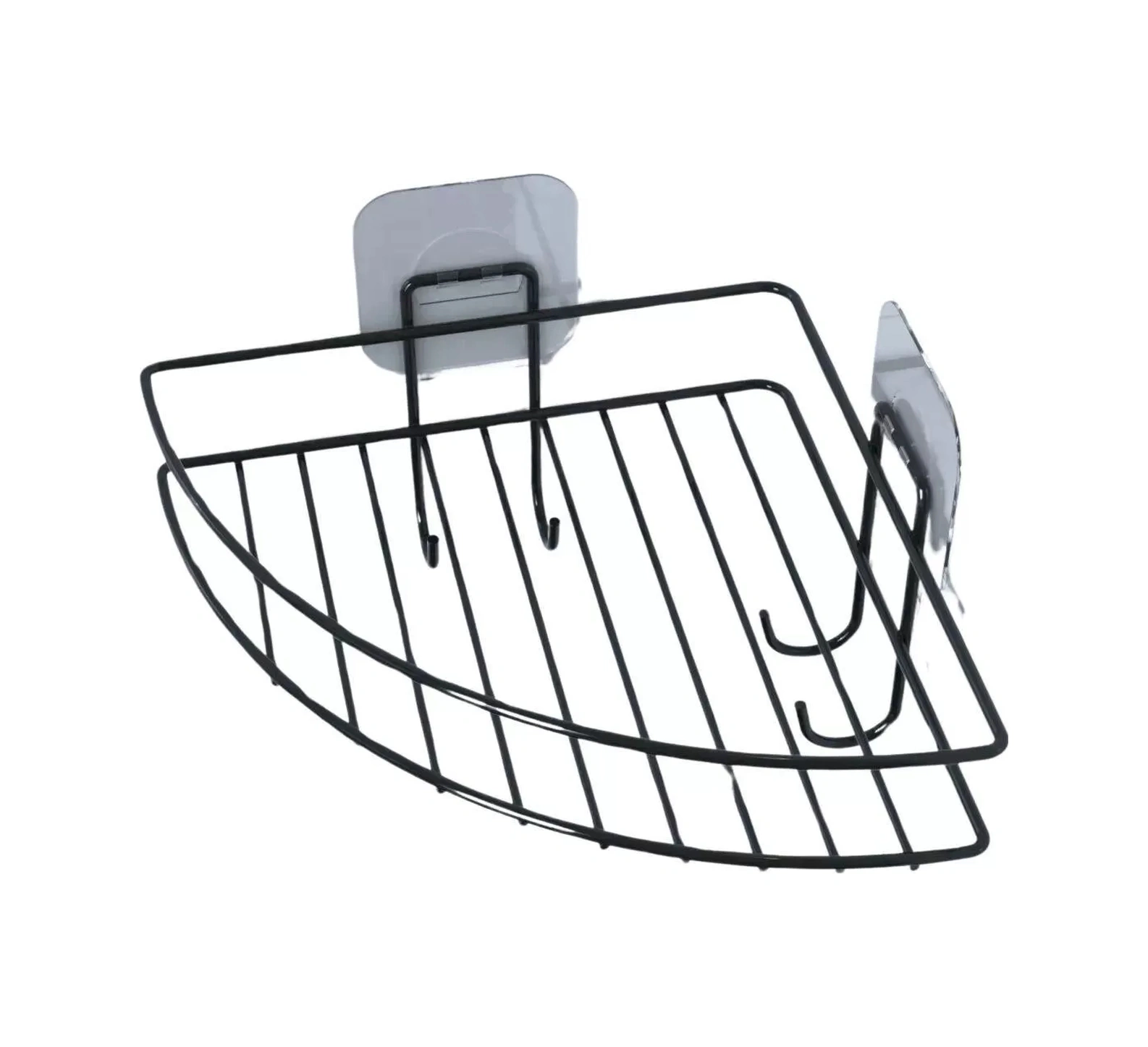 Yapışkanlı Banyo Köşeliği Kancalı Köşe Rafı Duş Şampuanlık Duvar Düzenleyici Organizer Raf Kahverengi