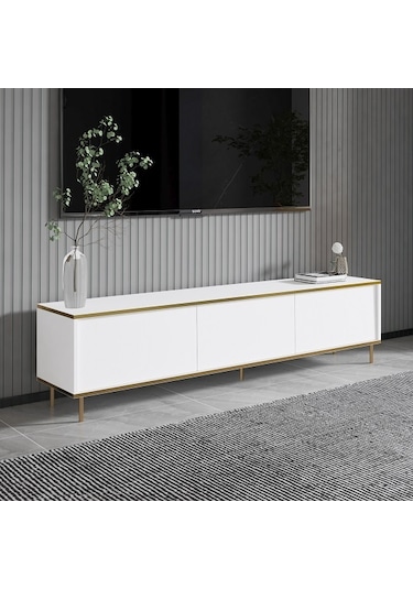 Tv Sehpası Kozan Beyaz Gold 180 Cm