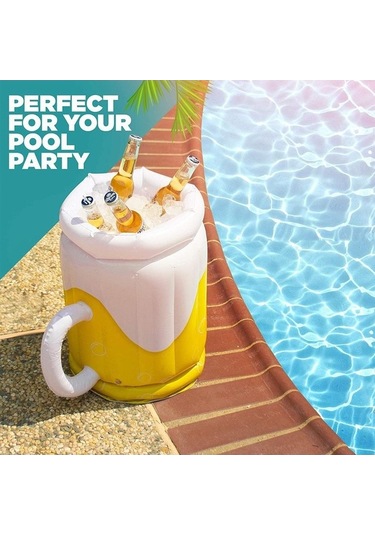Pazly Pvc Şişme Soğutucu Bira İçecekleri Açık Kamp Barbekü Havuzu Plaj Partisi İçin Buz Kovası Beyaz - Sarı Beyaz - Sarı