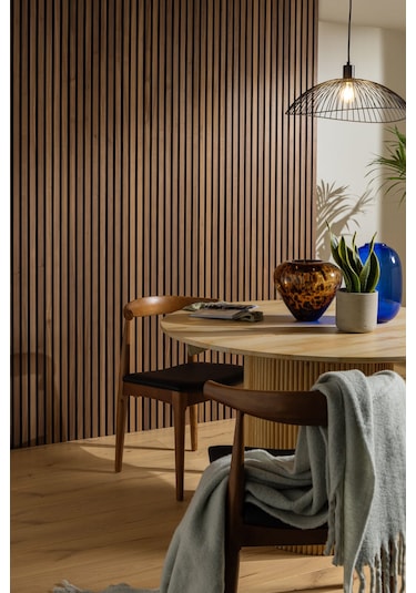 Mdf Ahşap Akustik Duvar Paneli 100x275 Cm - Ceviz 100x275