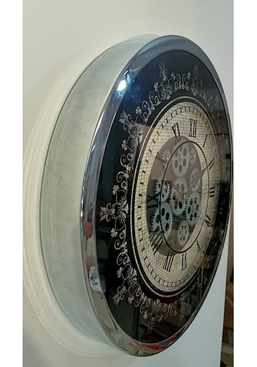 Vıtale 60 Cm Çarklı Krom Kaplama Duvar Saati Siyah - Beyaz