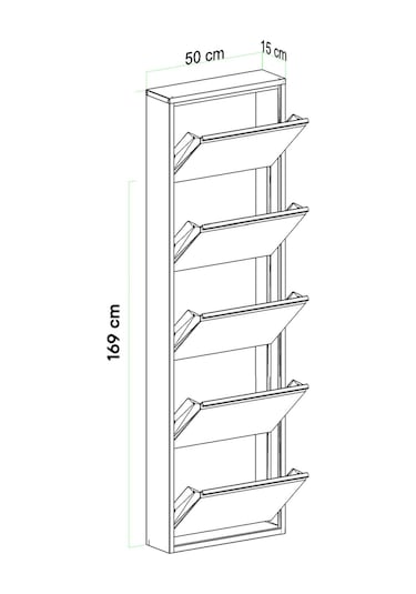 5 Kapaklı Metal Ayakkabılık Siyah Siyah