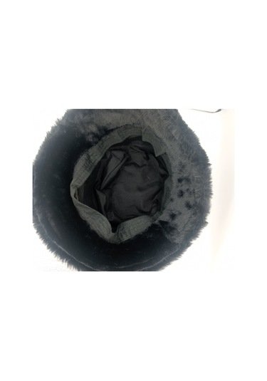 Kadın Kışlık Tüylü Bucket Siyah Şapka Siyah