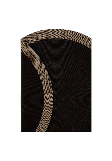 Cool Halı Luke 873 Siyah Yuvarlak Halı Bohem Örgü Hasır Kilim Dekoratif Mutfak Balkon Banyo Halısı