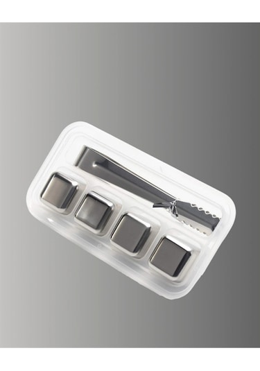 Paslanmaz Çelikten Üretilmiş Metal Buz Küpü Seti Ve Buz Klipsi Çok Renkli