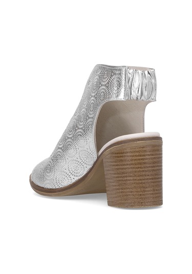 Mammamia D25ys-2915 Kadın Hakiki Deri Topuklu Sandalet Gümüş Gümüş