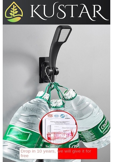 Kustar Siyah Kendinden Yapışkanlı 15 Kg Taşıyabilen Nano Duş Başlığı Askısı Mafsal Kolay Temiz Kurulum Siyah