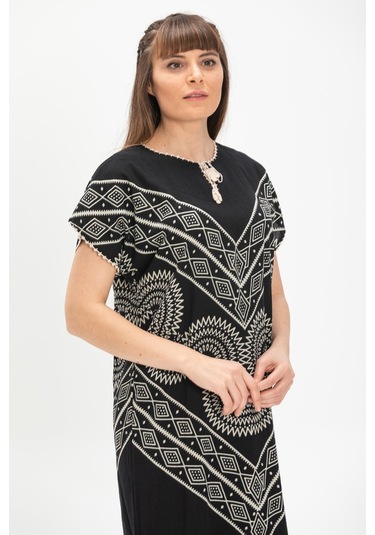 Kısa Kol Pamuk Hitit Uzun Elbise Baklava Siyah Bklv Syh-baklava Siyah