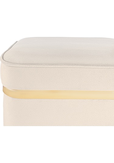 Zengo Gold Twin Line Kare Puf -krem Kumaş, Dekoratif Makyaj Masası Pufu-modern Style