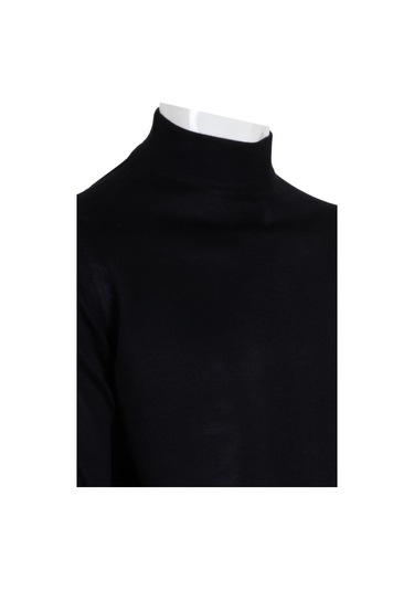 Erkek Lacivert Kazak Yarım Balıkçı Yünlü Klasik Normal Kesim Rar0