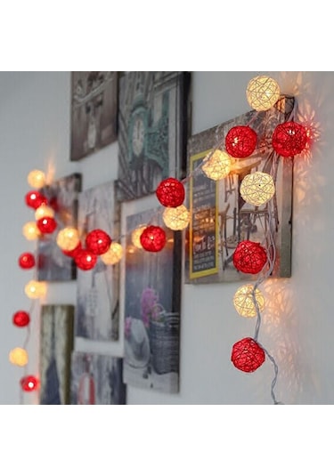 20 Led Rattan Topları Işıklar Peri Tatil Noel Dış Mekan Led Dekoratif Lamba, Stil: 4m Stil Kahve + Beyaz Diğer