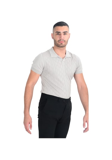 Cengiz İnler Desenli Merserize Polo Yaka Erkek Triko T-shirt 001