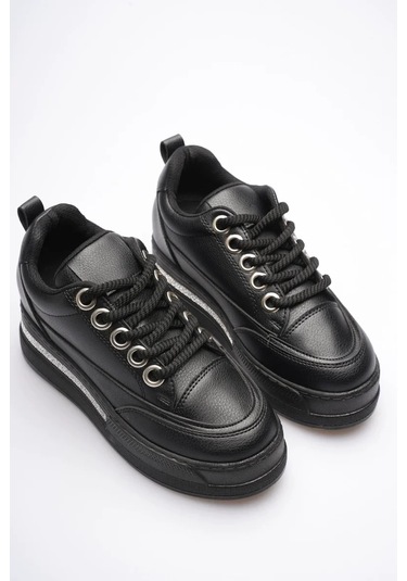 Trendella Kadın Siyah Tabanlı Siyah Gizli Topuklu Sneaker Tr04ms01d Beyaz