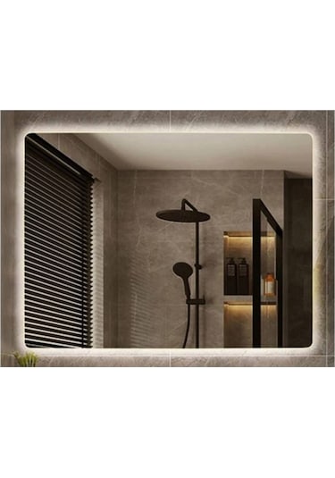 80x120 Cm Beyaz Ledli  Banyo Aynası Tuvalet Aynası