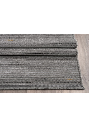 Saraz Halı Dizayn Şönil Dokuma Kayma Yapmaz Makinede Yıkanabilir Leke Tutmaz Kesme Bohem Kilim Gri Gri