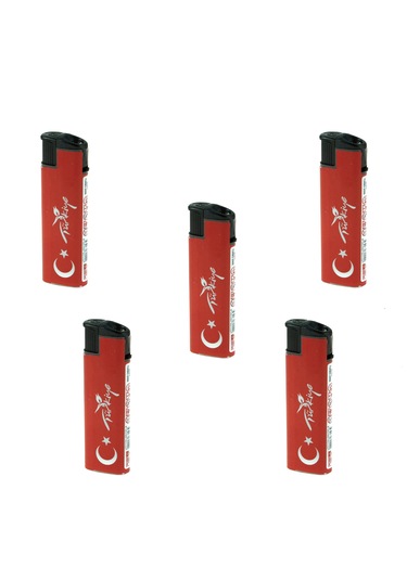 2000 Turbo Türk Bayraklı Çakmak Rüzgarda Sönmeyen 5'li