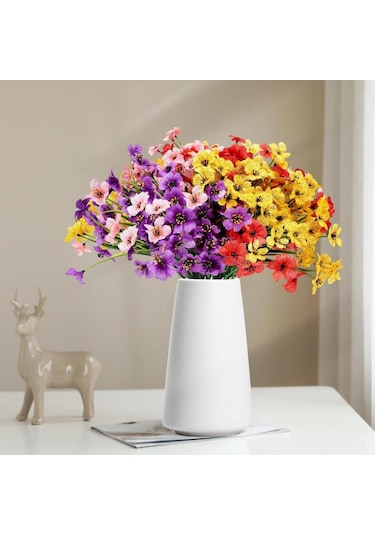 6lı Set Yapay Çiçek Sazlı Mine Karışık Renk 5 Dallı 33cm