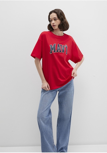 Mavi - Mavi Logo Baskılı Kırmızı Tişört 1600843-82054 One Sıze Çok Renkli