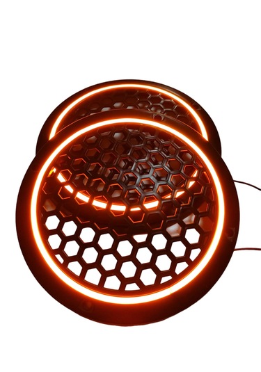 20cm Amber Neon Ledli Hoparlör Kapağı 2 Adet