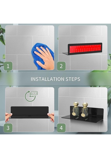 Adet Akrilik Yüzen Duvar Rafları, 23 9,5 Cm, Kablo Klipsli Delme Gerektirmeyen Kendinden Yapışkanlı Raf, Ofis, Banyo, Mutfak, Yatak Odası İçin Küçük Raf Çok Renkli