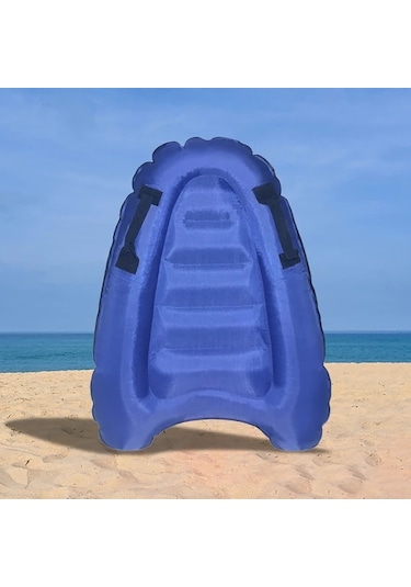 Honeybeeshop 1 Adet Çok Renkli Çocuk Sörf Tahtası Tutma Sapı İle Taşınabilir Dayanıklı Polimer Plaj Sörfü Ve Yüzme İçin İdeal Mavi Sarı Çizgili Tasarım