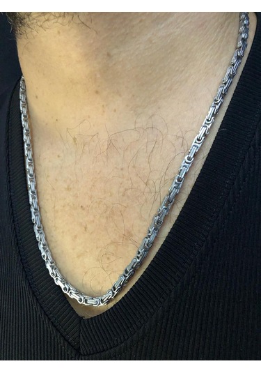 4.5mm Kral Erkek Çelik Beyaz Kolye Işıklı Kutuda Sevgiliye Eşe Babaya Kolye Beyaz