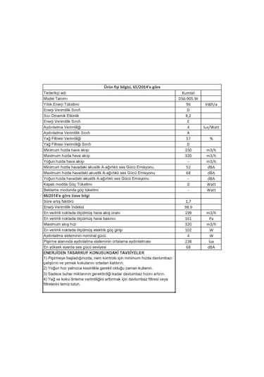 Kumtel DS6-905 I Sürgülü Aspiratör Inox