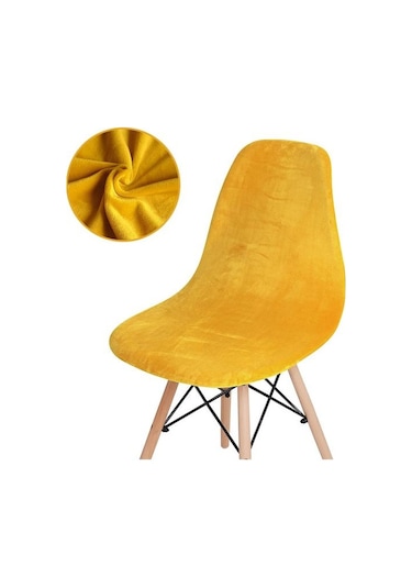 1 /2 /4 /6 Parça Kadife Düz Sandalye Kılıfları Kolsuz Kabuk Sandalye Kılıfı Düğün Yemek Odası Ofis Ziyafet Otel Altın