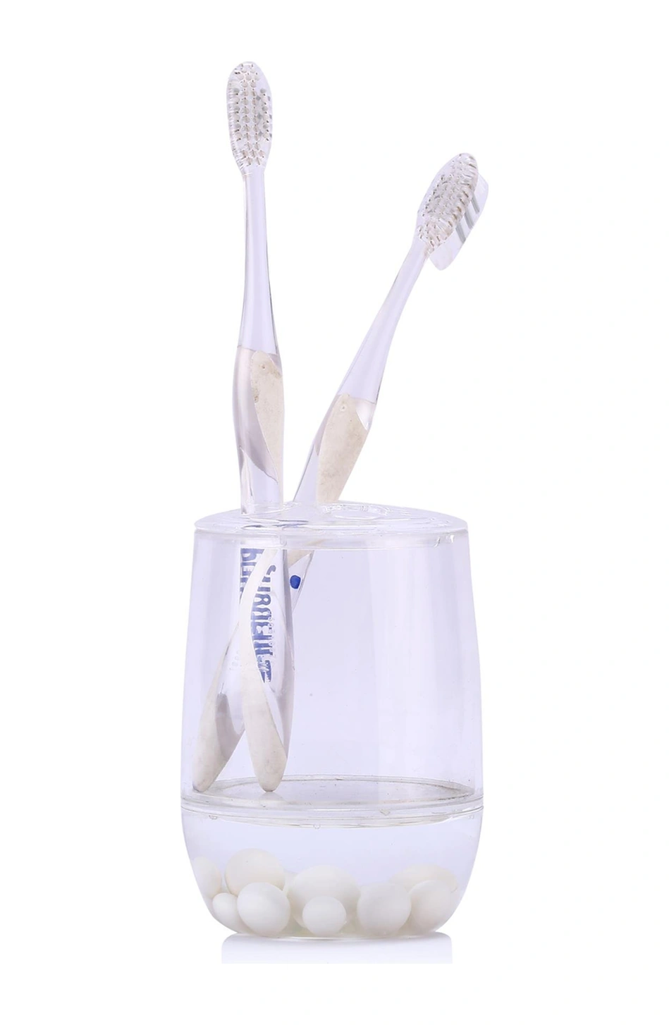 2 Adet Diş Fırçalık Beyaz İncili Akrilik 8x8x11cm Banyo Seti Çok Renkli