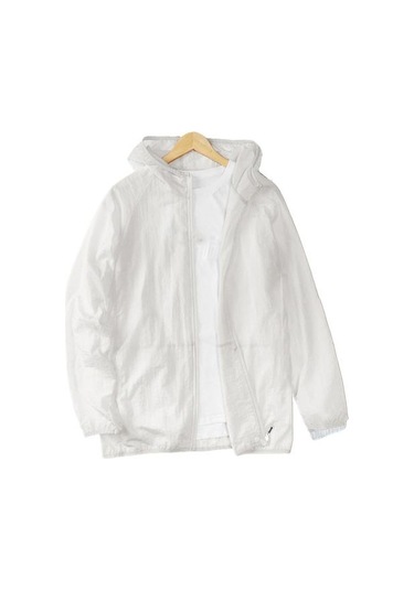 Beyaz Gevşek Yaz Spor Ceket Hafif Hırka Güneş Koruma Ceket Erkek Giyim Güneşe Dayanıklı Beyaz