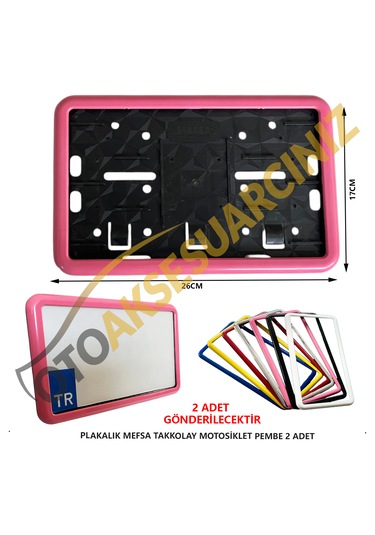 Plakalık Plastik Tak Kolay Motor Motosiklet Pembe Çerçeveli 2 Ad