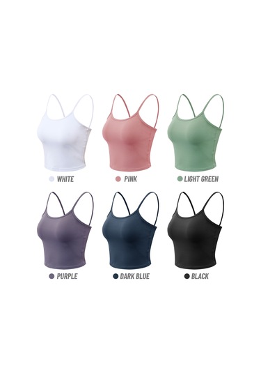 Wezone Kadınlar İçin Yoga Ve Spor Kullanımına Uygun İnce Askılı Kolsuz Kısa Üst SiYAH