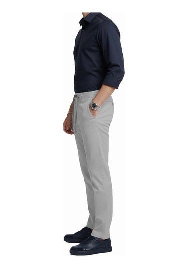 Deepsea Erkek Gri Esnek Kumaş Slim Fit Beli Lastikli Günlük Spor Pantolon 2601070 Gri