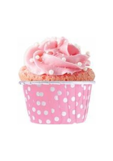 Muffin Kek Kapsülü Pembe Puantiyeli 50'li
