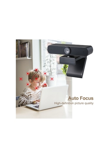 Mikrofonlu Web Kamerası Masaüstü Veya Dizüstü Bilgisayar Geniş Ekran Görüntülü Arama Ve Kayıt Siyah 1080p